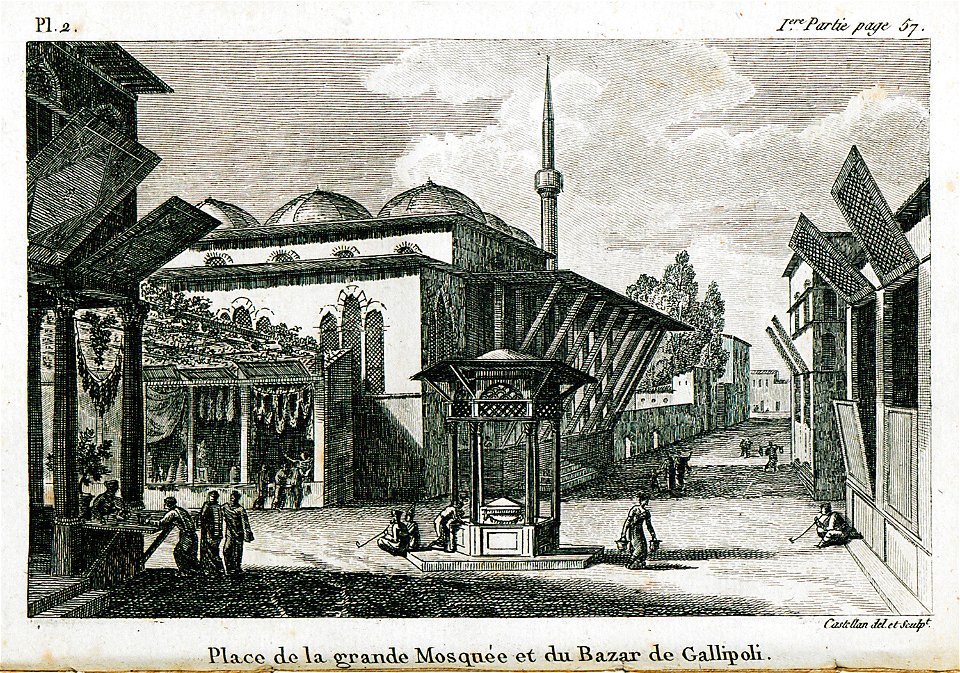 Place de la grande Mosquée et du Bazar de Gallipoli - Castellan Antoine-laurent - 1811
