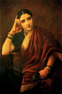 Raja Ravi Varma, Expectation. Free illustration for personal and commercial use.