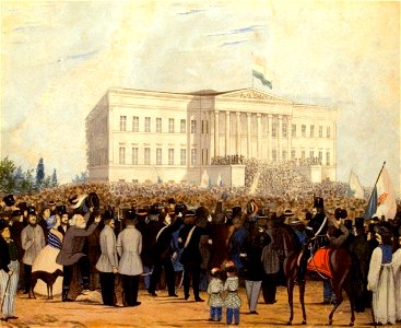 Rally in front of the National Museum, March 15, 1848