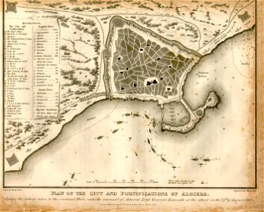 Plan of the city and fortifications of algiers - 1816