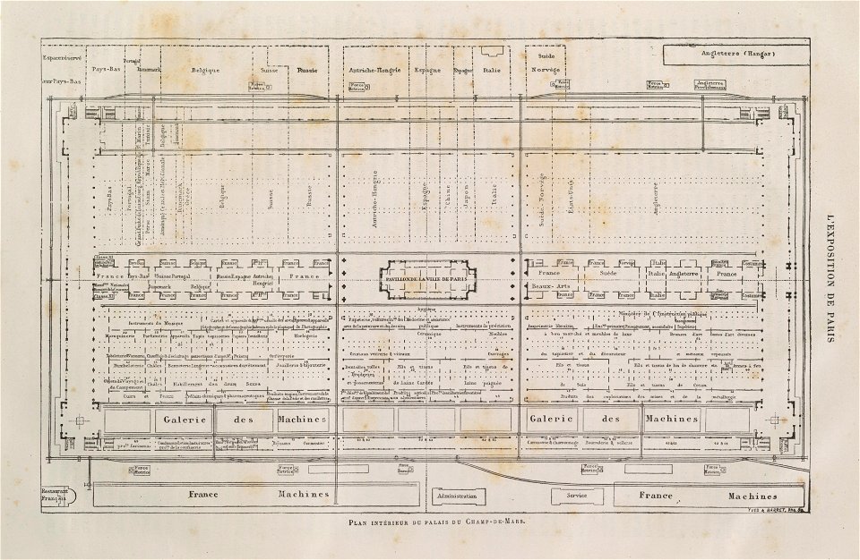 Plan intérieur du palais du Champ-de-Mars, Exposition universelle 1878