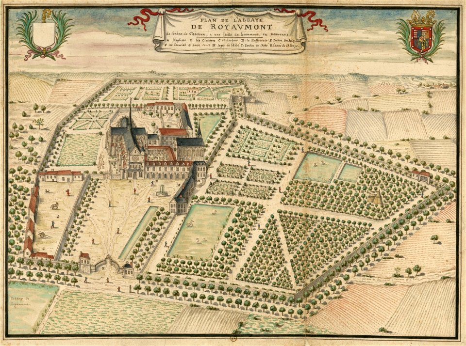 Plan de l'Abbaye de Royaumont, de l'ordre de Cisteaux; à une lieüe de beaumont en Beauvaisis - (dessin) - (Louis Boudan)