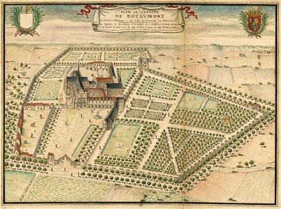 Plan de l'Abbaye de Royaumont, de l'ordre de Cisteaux; à une lieüe de beaumont en Beauvaisis - (dessin) - (Louis Boudan)