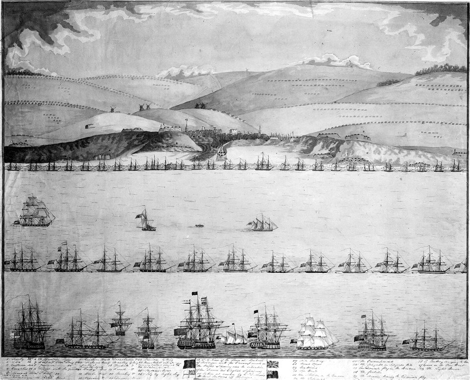Plan and key. The Attack on Boulogne Oct 1804 RMG A929