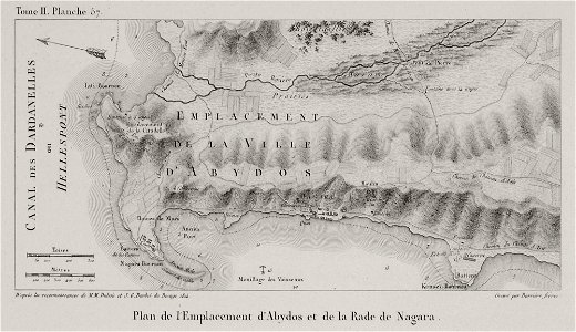 Plan de l'Emplacement d'Abydos et de la Rade de Nagara - Choiseul-gouffier Gabriel Florent Auguste De - 1822
