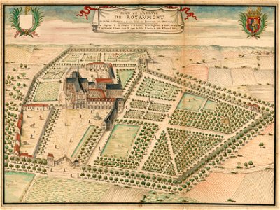 Plan de l'abbaye de Royaumont (Louis Boudan, vers 1700). Free illustration for personal and commercial use.