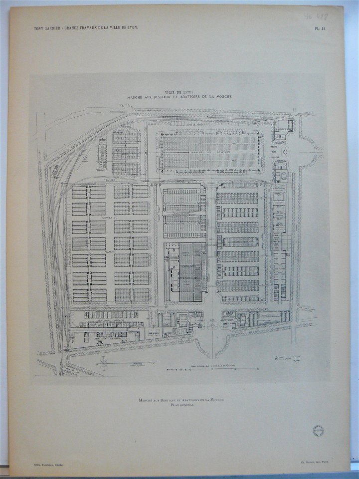 Planche 42. — Marché aux bestiaux et abattoirs de La Mouche - plan général