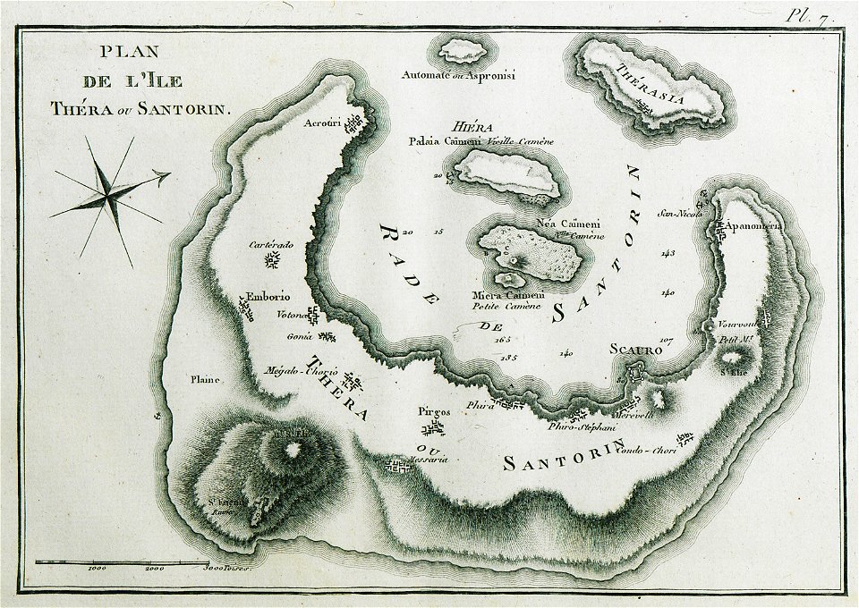 Plan de l'île Théra ou Santorin - Olivier Guillaume Antoine - 1801