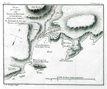 Plan de la rade de Napoli de Malvoisie et des ruines d'Épidaurus-Limera Par Par M Barbié du Bocage, membre de l'Instit - Castellan Antoine-laurent - 1808