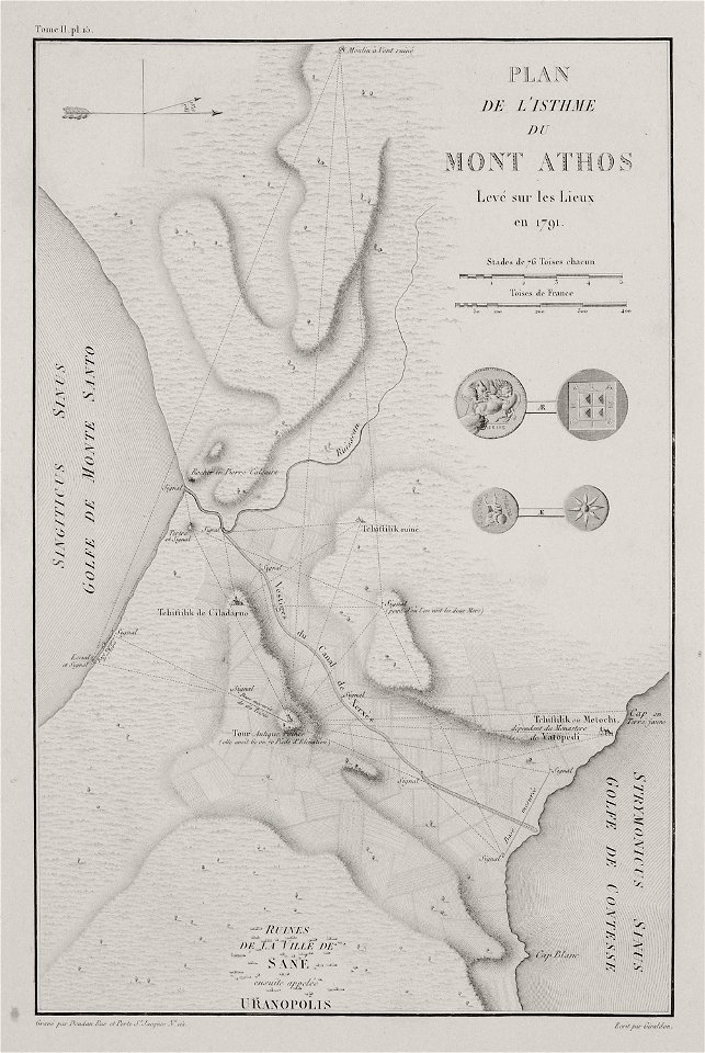 Plan de l'isthme du Mont Athos - Choiseul-gouffier Gabriel Florent Auguste De - 1809