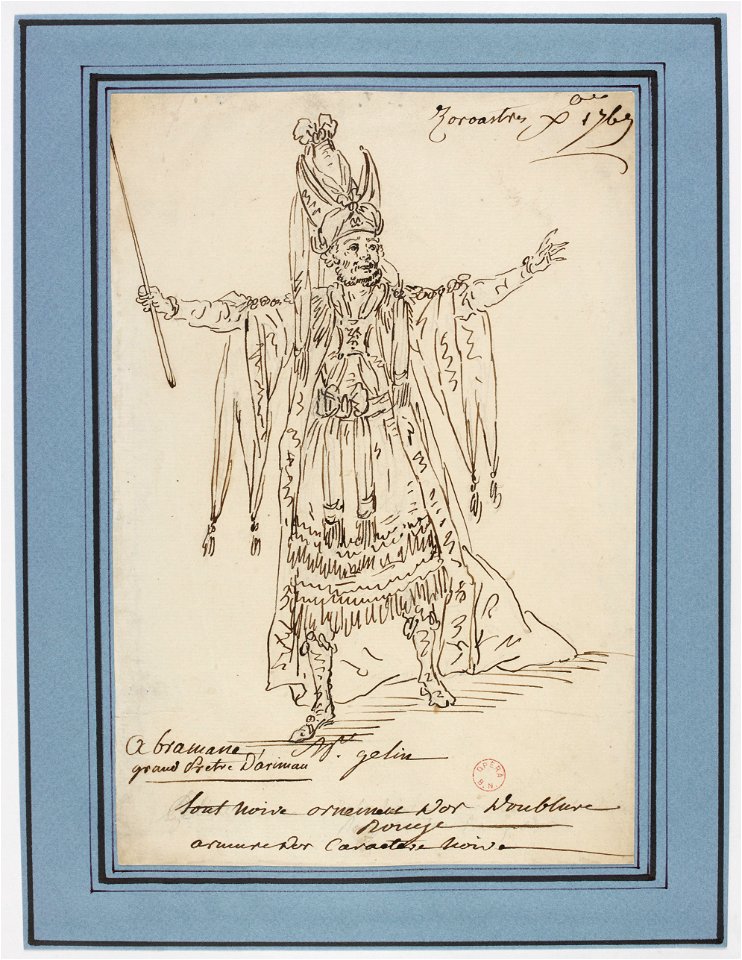 Rameau - Zoroastre - costume scetch by Louis-René Boquet, 1769 - Mr Gelin, Abramane (Grand prêtre d'Ariman)