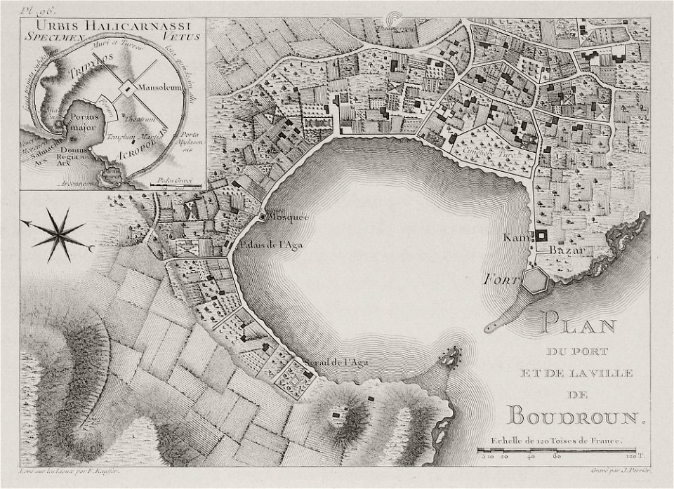 Plan du port et de la ville de Boudroum - Choiseul-gouffier Gabriel Florent Auguste De - 1782