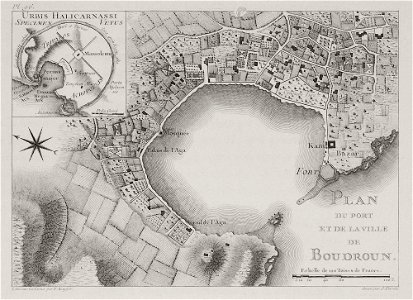 Plan du port et de la ville de Boudroum - Choiseul-gouffier Gabriel Florent Auguste De - 1782