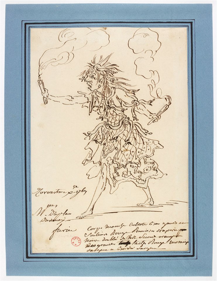 Rameau - Zoroastre - costume scetch by Louis-René Boquet, 1769 - Mlle Duplan, Mlle Durancy, Furies