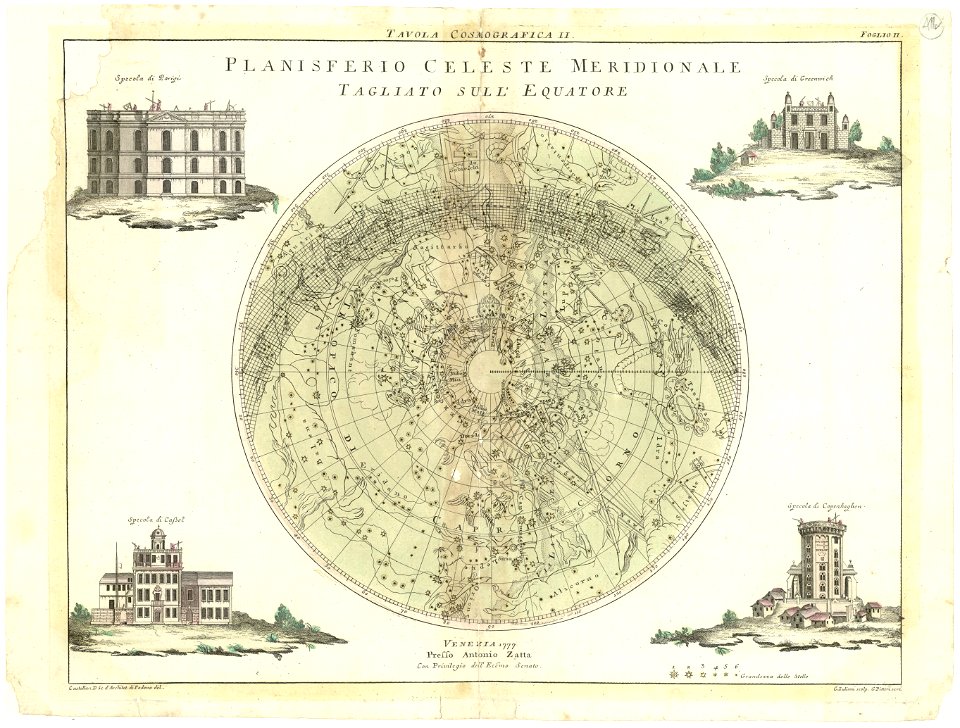 Planisferio celestemeridionale - tagliato sull' Equatore