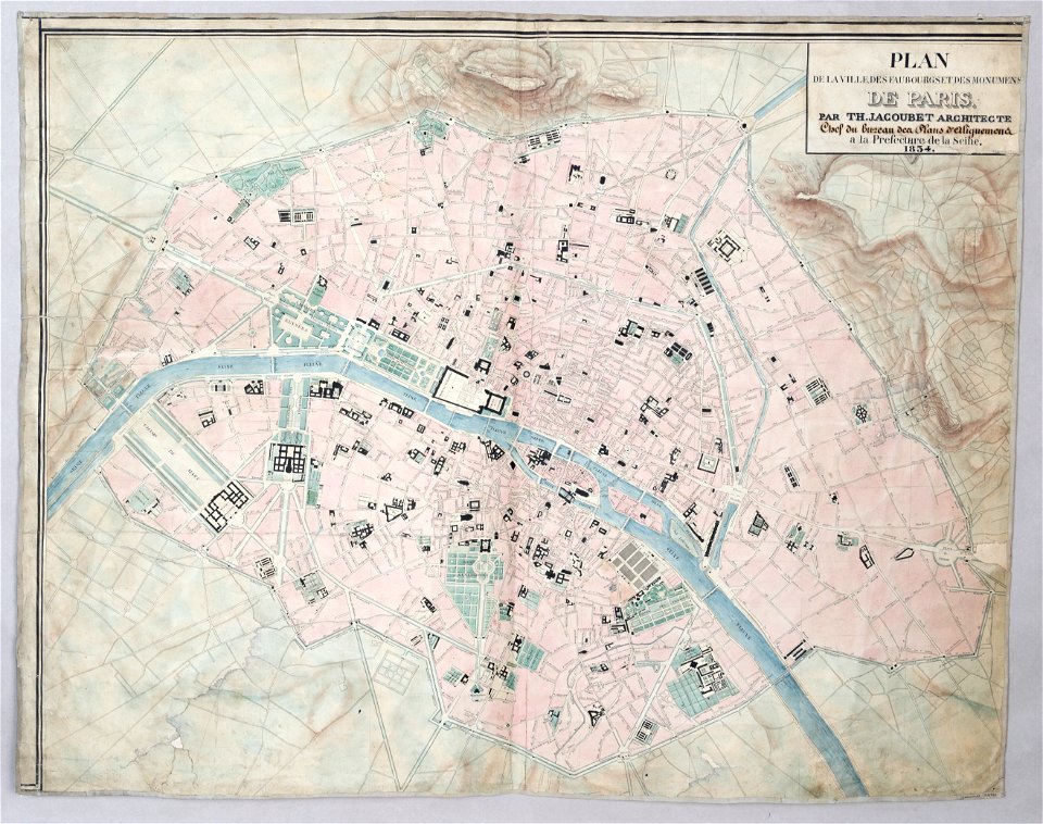 Plan de la ville, des faubourgs et des monuments de Paris par Th. Jacoubet, 1834 01 - Paris Musées