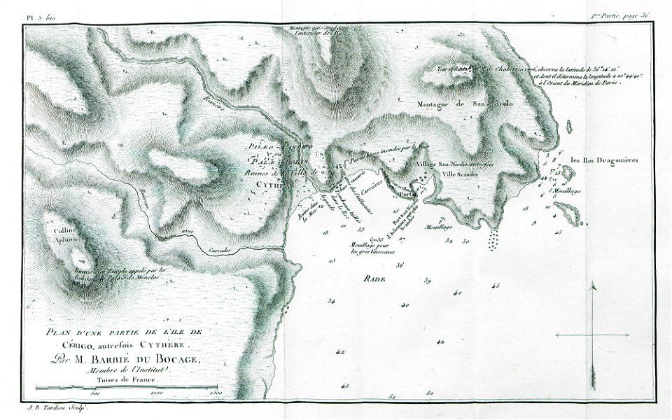 Plan d'une partie de l'ile de Cérigo, autrefois Cythère Par M Barbié du Bocage, membre de l'Institut - Castellan Antoine-laurent - 1808