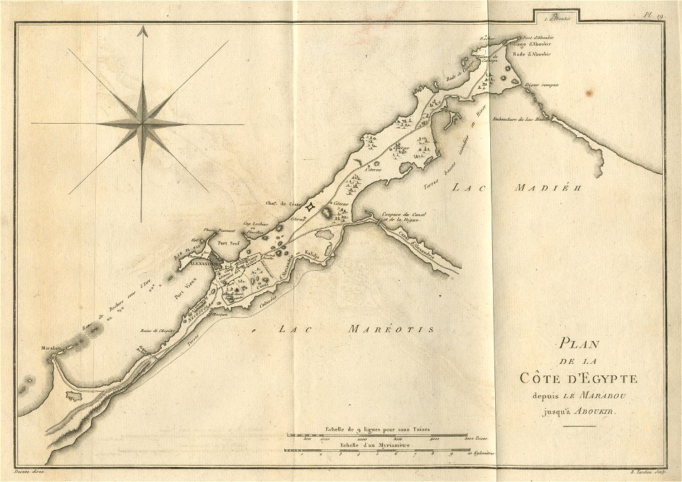 Plan de la Côte d'Egypte depuis Le Marabou jusqu'à Aboukir - Olivier Guillaume Antoine - 1801