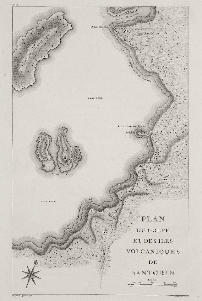 Plan du golfe et des iles volcaniques de Santorin - Choiseul-gouffier Gabriel Florent Auguste De - 1782
