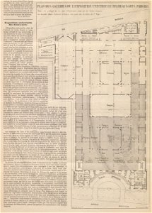 Plan des galeries de l'exposition universelle des beaux-arts, Paris 1855. Free illustration for personal and commercial use.