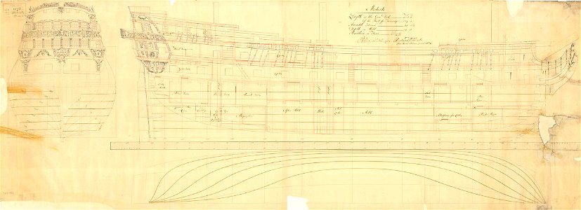 Plan du vaisseau le Modeste capturé en 1759