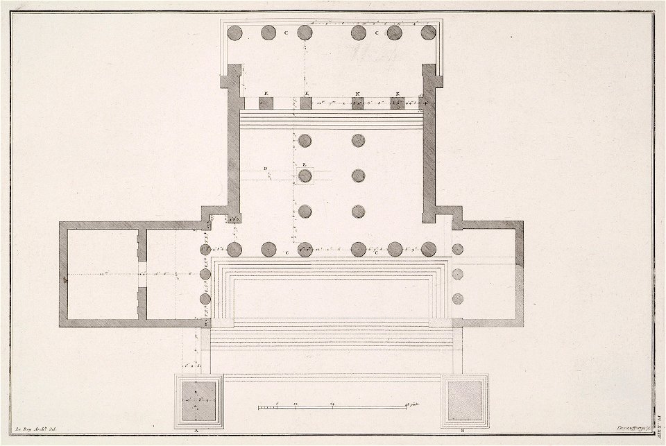 Plan Of The Propylaea Of The Acropolis Of Athens - Le Roy Julien David 