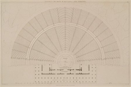 Plan of the theatre in the grove of Aesculapius, near Epidaurus - Cockerell Charles Robert Kinnard William Donaldsonthomas Leverton Jenkins William Railton William - 1830