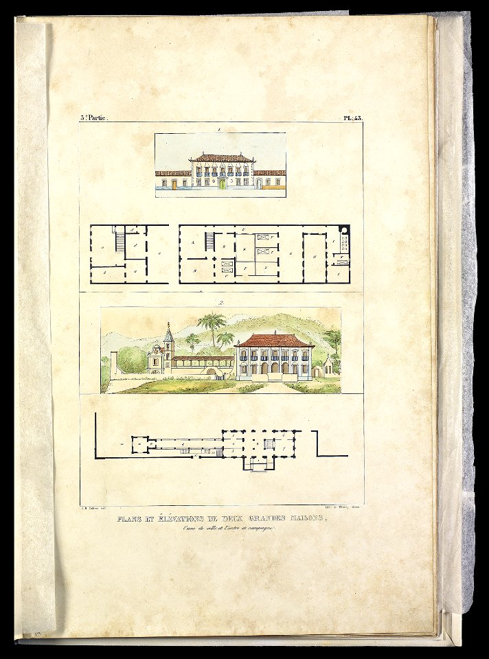 Plans et elévations de deux grandes maisons - L'une de ville et l'autre de campagne (2), da Coleção Brasiliana Iconográfica