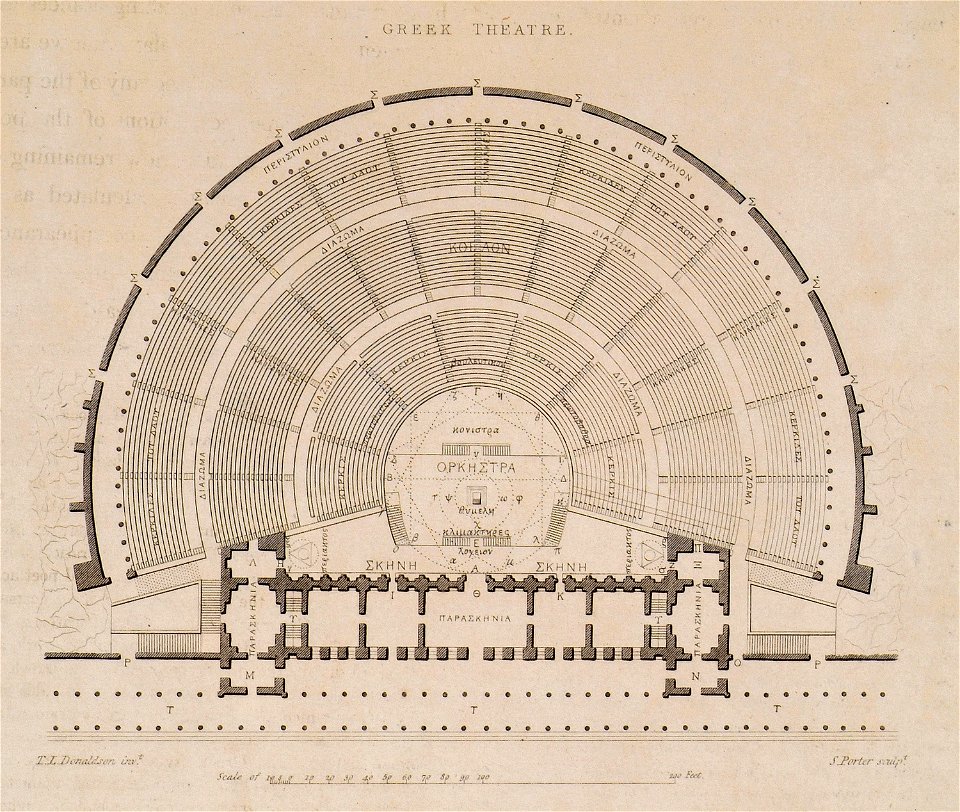 Plan of ancient theater - Cockerell Charles Robert & Kinnard William & Donaldsonthomas Leverton & Jenkins William & Railton William - 1830