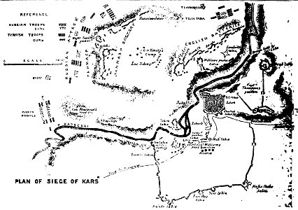 Plan of Siege of Kars. George Dodd. Pictorial history of the Russian war 1854-5-6. Free illustration for personal and commercial use.