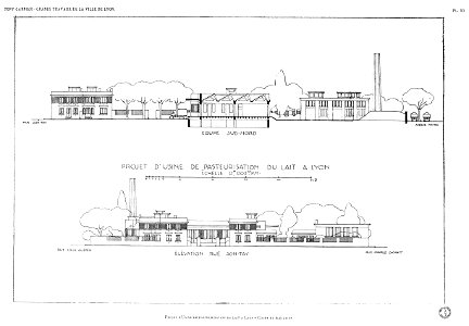 Planche 30. — Projet d'une usine de pasteurisation du lait à Lyon (noir et blanc)
