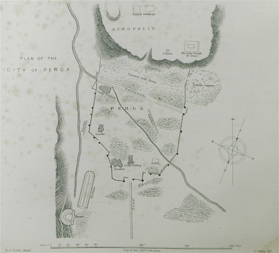 Plan of the city of Perga - Texier Charles - 1864