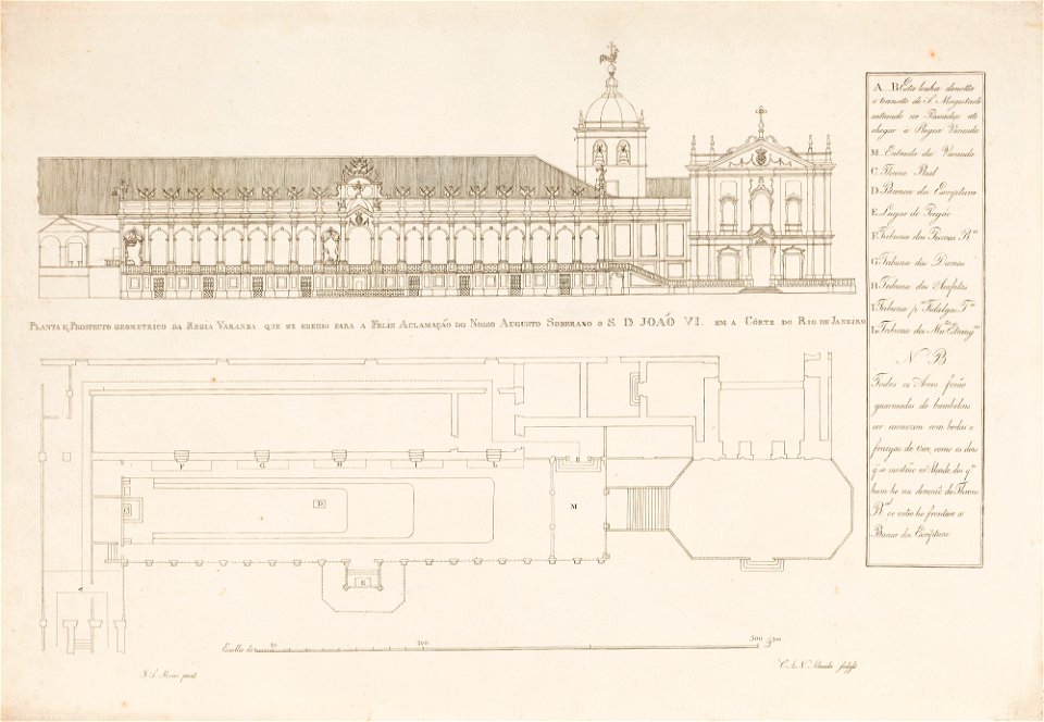 Planta e prospecto geométrico da régia varanda que se eregio para a Feliz Aclamaçaõ de Nosso Augusto Soberano o S. D. Joaõ VI. em a Côrte do Rio de Janeiro, da Coleção Brasiliana Iconográfica