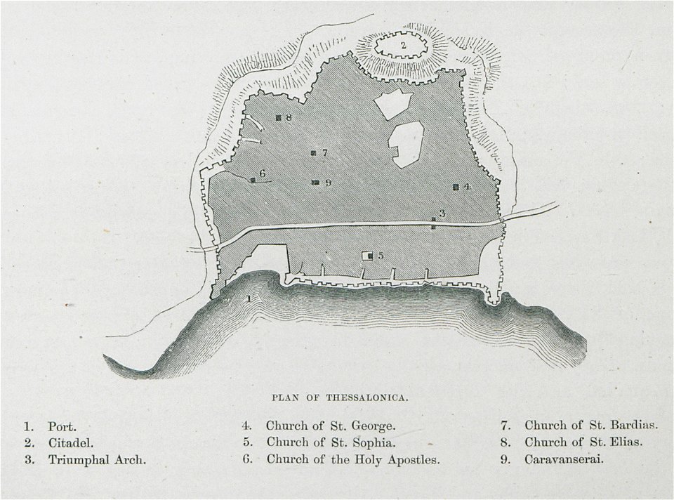 Plan of Thessalonica - Texier Charles - 1864