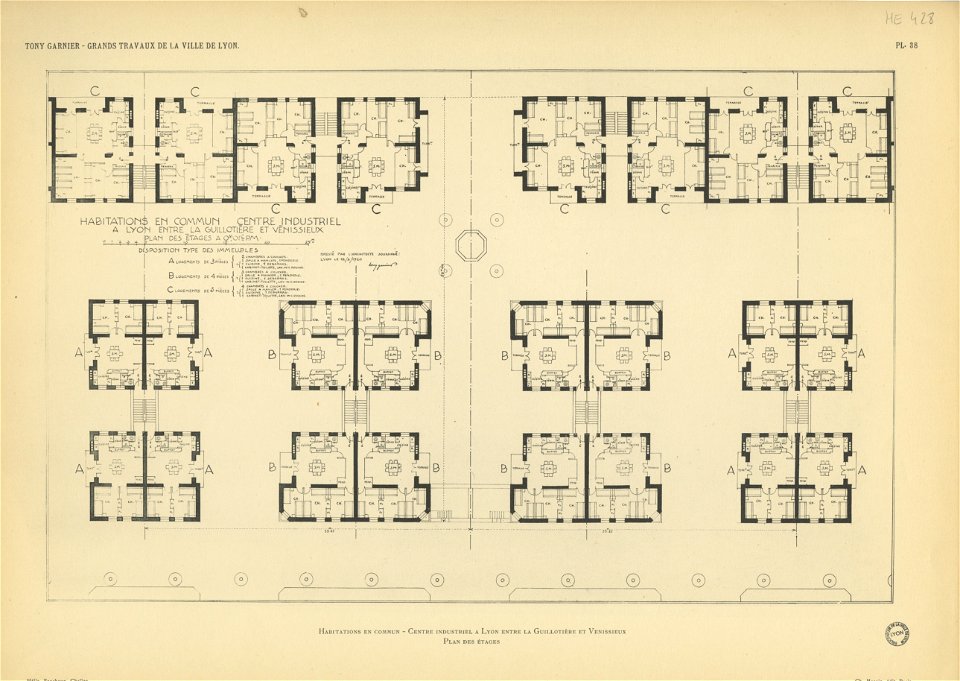 Planche 38. — Habitations en commun, centre industriel à Lyon