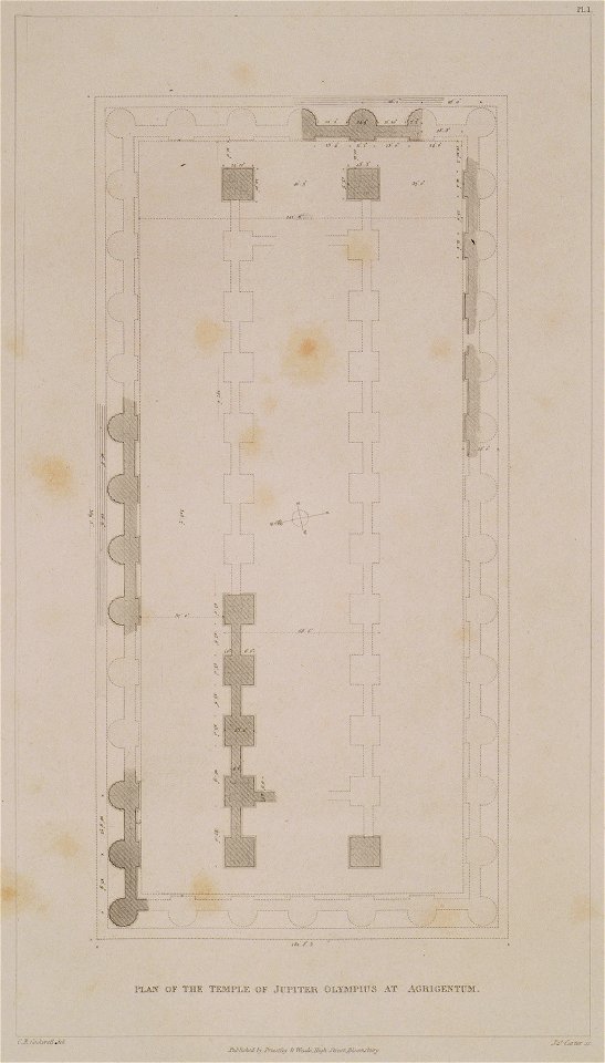 Plan of the temple of Jupiter Olympius at Agrigentum - Cockerell Charles Robert Kinnard William Donaldsonthomas Leverton Jenkins William Railton William - 1830