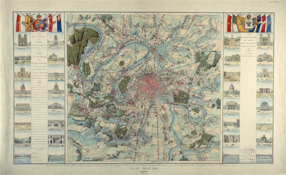 Plan de l'attaque de Paris par les troupes anglo-prussiennes dans les journées du 1, 2 et 3 juillet 1815 - Paris Musées
