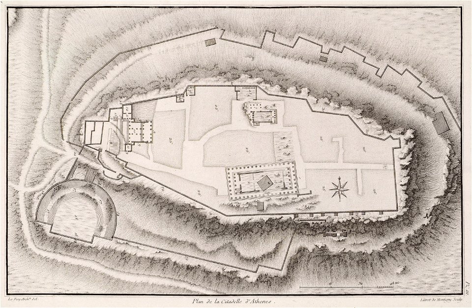 Plan de la citadelle d'Athenes - Le Roy Julien David - 1770