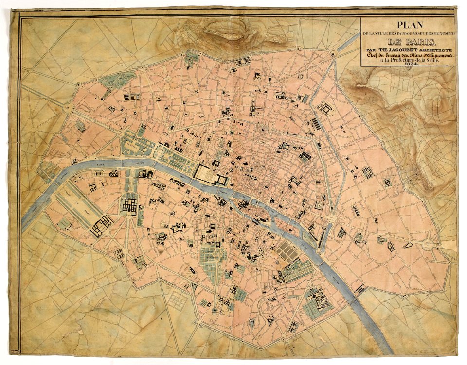 Plan de la ville, des faubourgs et des monuments de Paris par Th. Jacoubet, 1834 02 - Paris Musées