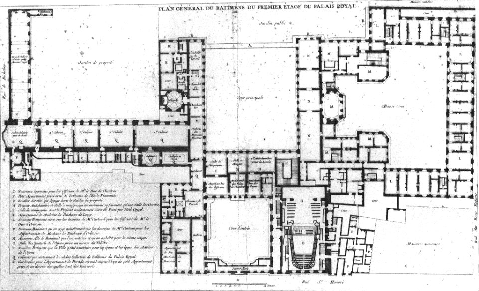 Plan général du batimens du premier étage du Palais Royal c1760 - JH Johnson 1995 p12