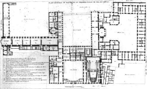 Plan général du batimens du premier étage du Palais Royal c1760 - JH Johnson 1995 p12