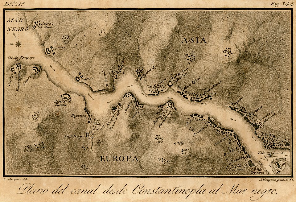 Plano del canal desde Constantinopla al Mar Negro - Moreno José - 1790