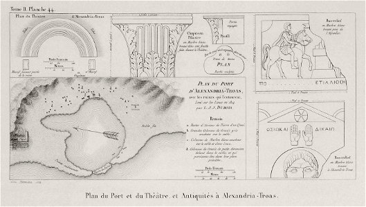 Plan du Port et du Théatre et Antiquités à Alexandria-Troas - Choiseul-gouffier Gabriel Florent Auguste De - 1822