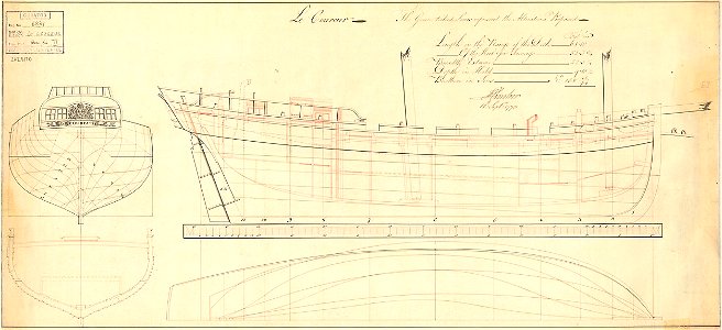 Plan du Lougre le Coureur en 1778