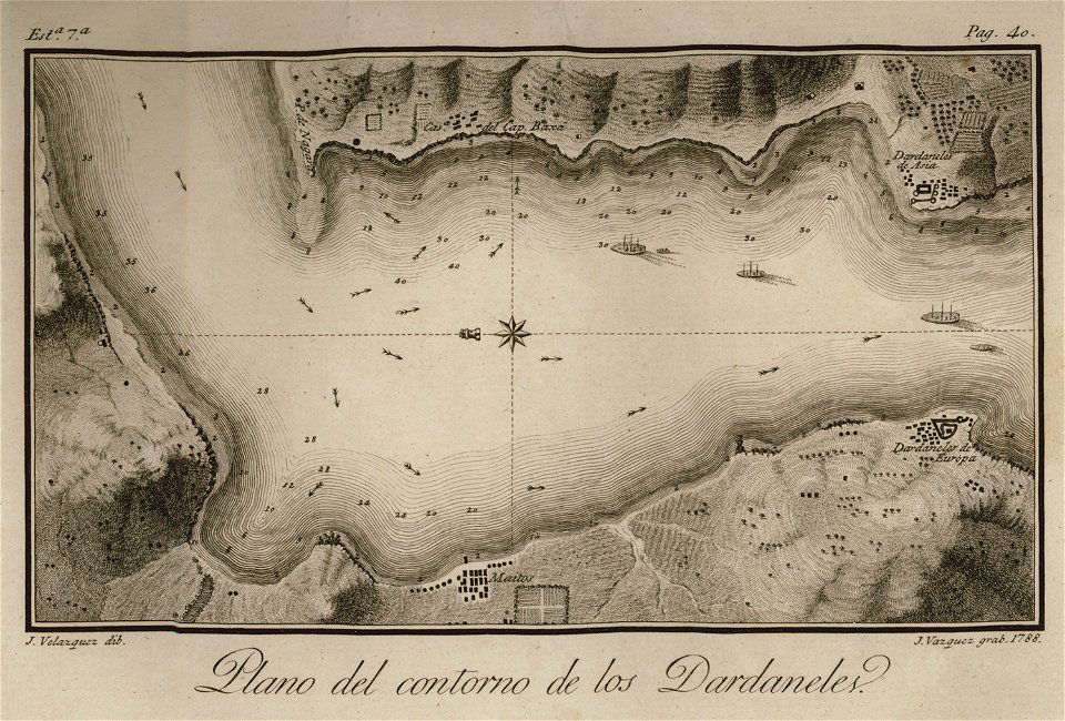 Plano del contorno de los Dardaneles - Moreno José - 1790