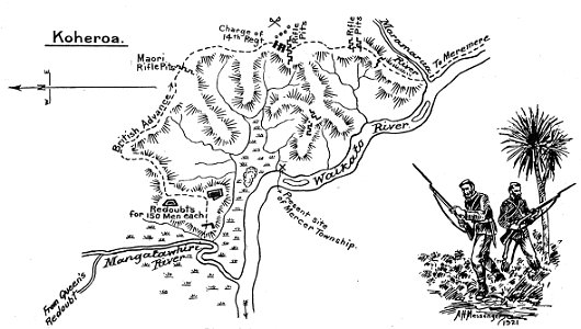 Plan of the battlefield of koheroa. Free illustration for personal and commercial use.
