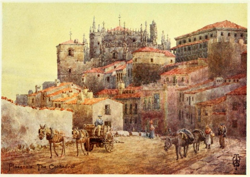 Plaséncia - the town walls and cathedral