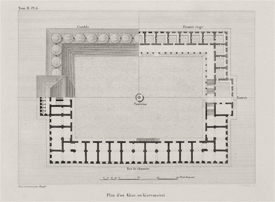 Plan d'un Khan ou Kervansérai - Choiseul-gouffier Gabriel Florent Auguste De - 1809