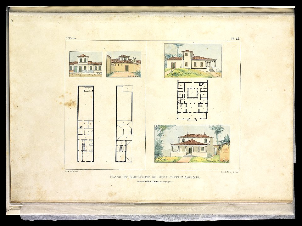 Plans et elévations de deux petites maisons - L'une de ville et l'autre de campagne (7), da Coleção Brasiliana Iconográfica