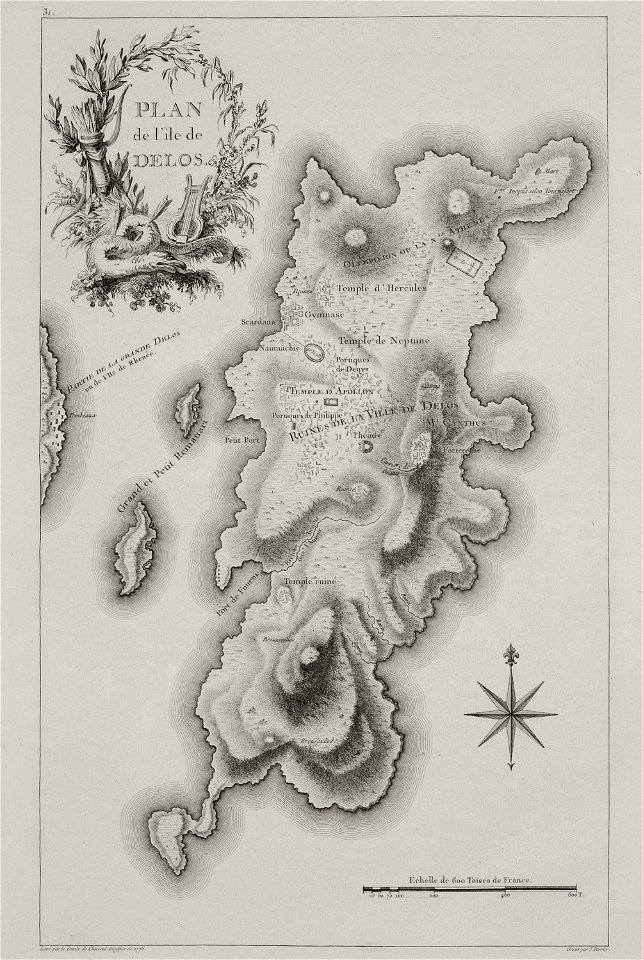 Plan de l'île de Délos - Choiseul-gouffier Gabriel Florent Auguste De - 1782